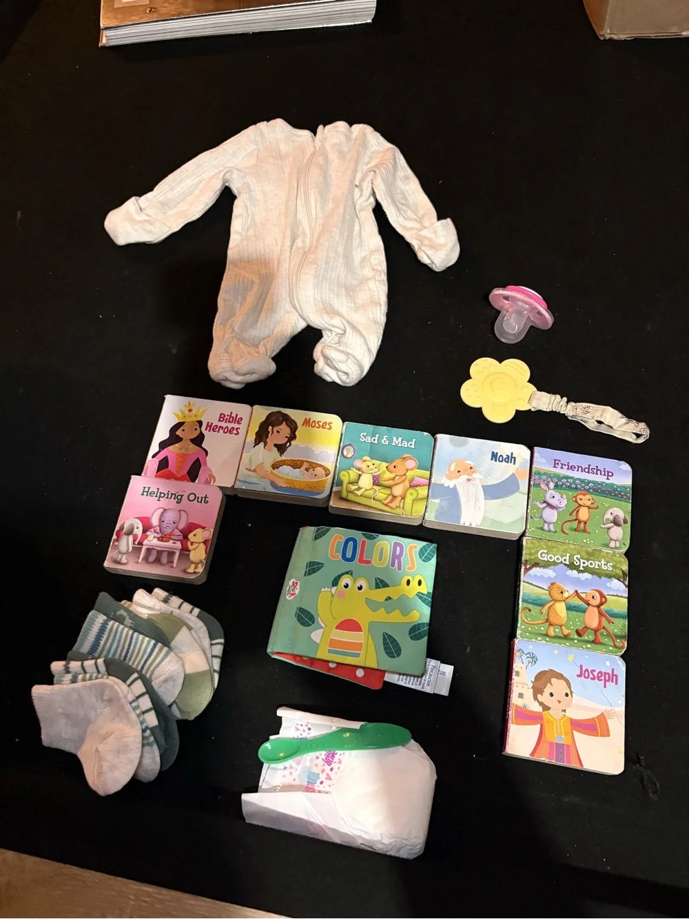wonder nation White Sleeper with Pink Pacifier and Colorful Board Books Play Set